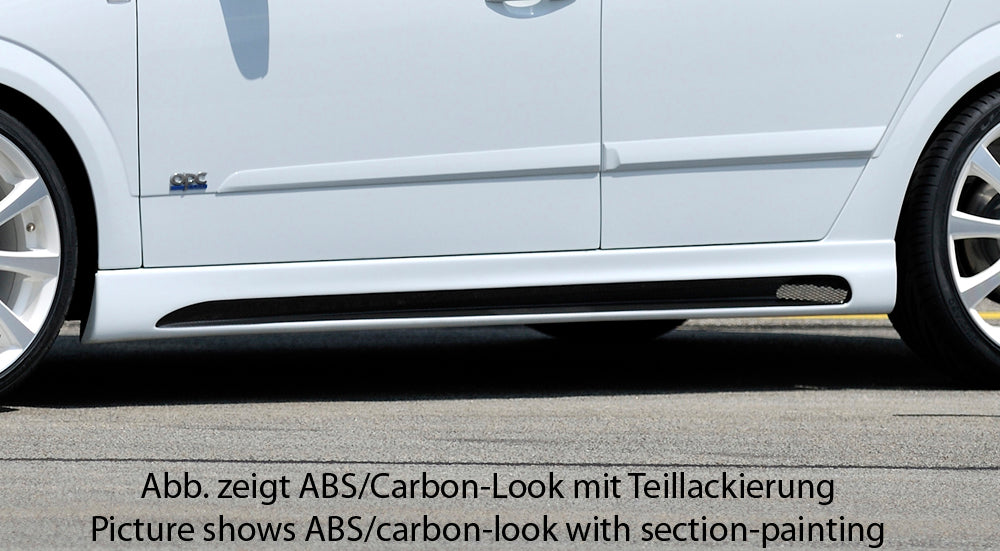 Opel Astra H Rieger Seitenschweller  rechts, mit Schacht, mit Ausschnitt, ABS, 
inkl. Montagezubehör, Alugitter