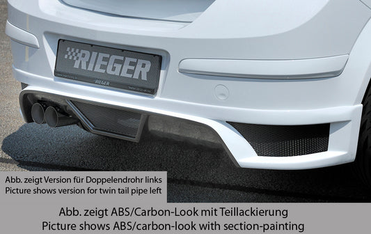 Opel Astra H Rieger Heckschürzenansatz  für Endrohr li., ABS, für Fzg. mit OPC und ohne OPC, 
inkl. Montagezubehör, Alugitter