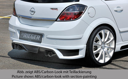 Opel Astra H Rieger Heckschürzenansatz  für Doppelendrohr li. u. re., ABS, für Fzg. mit OPC und ohne OPC, 
inkl. Montagezubehör, Alugitter