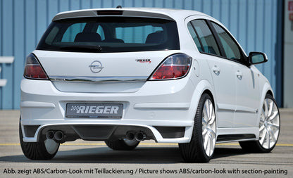 Opel Astra H Rieger Heckschürzenansatz  für Doppelendrohr li. u. re., ABS, für Fzg. mit OPC und ohne OPC, 
inkl. Montagezubehör, Alugitter