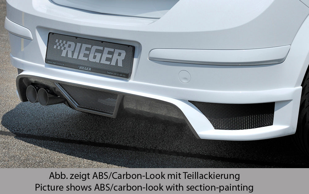 Opel Astra H Rieger Heckschürzenansatz  für Doppelendrohr li., ABS, für Fzg. mit OPC und ohne OPC, 
inkl. Montagezubehör, Alugitter