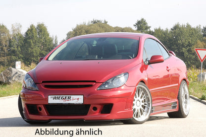 Peugeot 307 Rieger Spoilerstoßstange    mit integr. Kühlergrill, ohne Emblem, mit seitlichen Rippen, ABS, 
inkl. Alugitter, Gutachten, Montagezubehör