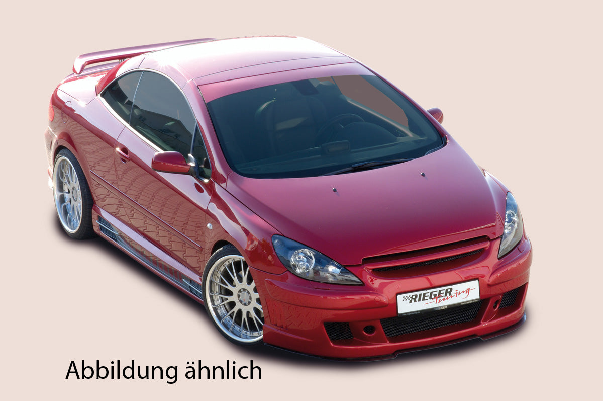 Peugeot 307 Rieger Spoilerstoßstange    mit integr. Kühlergrill, ohne Emblem, mit seitlichen Rippen, ABS, 
inkl. Alugitter, Gutachten, Montagezubehör