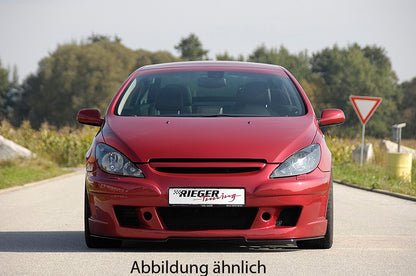 Peugeot 307 Rieger Spoilerstoßstange    mit integr. Kühlergrill, ohne Emblem, mit seitlichen Rippen, ABS, 
inkl. Alugitter, Gutachten, Montagezubehör