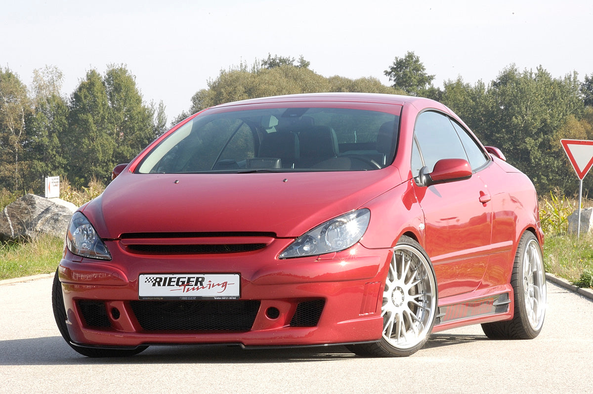 Peugeot 307 Rieger Spoilerstoßstange   52109/W  mit seitlichen Rippen, ABS, für Fzg. mit Scheinwerferreinigungsanlage, 
inkl. Alugitter, Gutachten, Montagezubehör