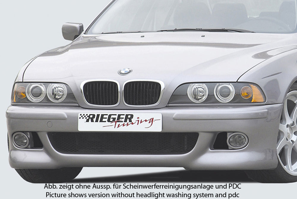 BMW 5er E39 Rieger Spoilerstoßstange   mit Halter f. orig. NSW, ABS, für Fzg. mit Scheinwerferreinigungsanlage, Einparkhilfe (PDC), 
inkl. Alugitter, Gutachten, Montagezubehör