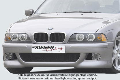 BMW 5er E39 Rieger Spoilerstoßstange   mit Halter f. orig. NSW, ABS, für Fzg. mit Scheinwerferreinigungsanlage, Einparkhilfe (PDC), 
inkl. Alugitter, Gutachten, Montagezubehör