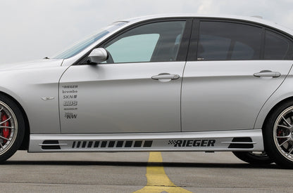 BMW 3er E90 Rieger Seitenschweller  links, mit Schacht und 2 Ausschnitten, ABS, 
inkl. Alugitter, Gutachten, Montagezubehör