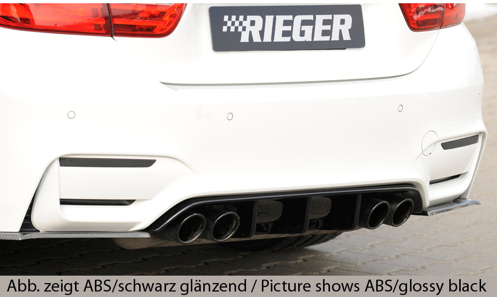 BMW 3er F80 M3 (M3) Rieger Heckeinsatz für orig. Heckschürze für orig. Heckschürze, für orig. Doppelendrohr li u. re, ABS, 
inkl. Montagezubehör, Gutachten