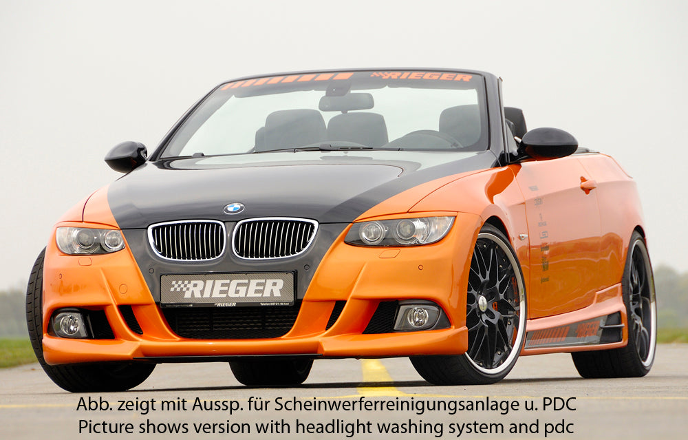 BMW 3er E92 Rieger Spoilerstoßstange    ABS, für Fzg. mit Einparkhilfe (PDC), 
inkl. Alugitter, Montagezubehör, ABE