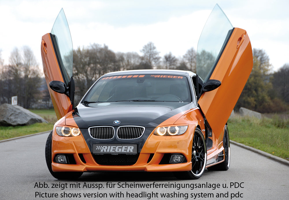 BMW 3er E92 Rieger Spoilerstoßstange    ABS, für Fzg. mit Einparkhilfe (PDC), 
inkl. Alugitter, Montagezubehör, ABE