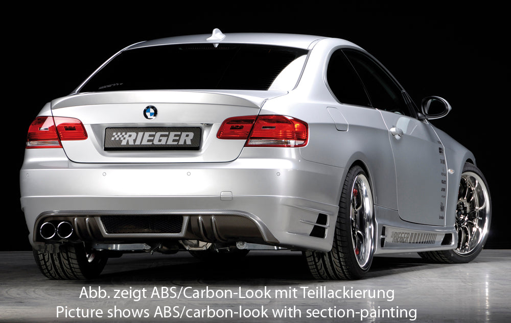 BMW 3er E92 Rieger Heckansatz nicht für 335i / 335d für Doppelendrohr li., ABS, 
inkl. Alugitter, Gutachten, Montagezubehör