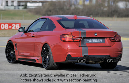 BMW 4er F32  (3C) Rieger Seitenschweller  links, mit Schacht, mit Ausschnitt, ABS, 
inkl. Montagezubehör, Alugitter, Gutachten