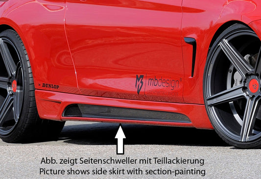 BMW 4er F32  (3C) Rieger Seitenschweller  rechts, mit Schacht, mit Ausschnitt, ABS, 
inkl. Montagezubehör, Alugitter, Gutachten