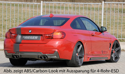 BMW 4er F32  (3C) Rieger Heckeinsatz (nur 435i) nur für M-Paket-Heckschürze für orig. Endrohr li. u. re. (435i-/440i-Look), ABS, für Fzg. mit M-Technik, 
inkl. Montagezubehör, Gutachten