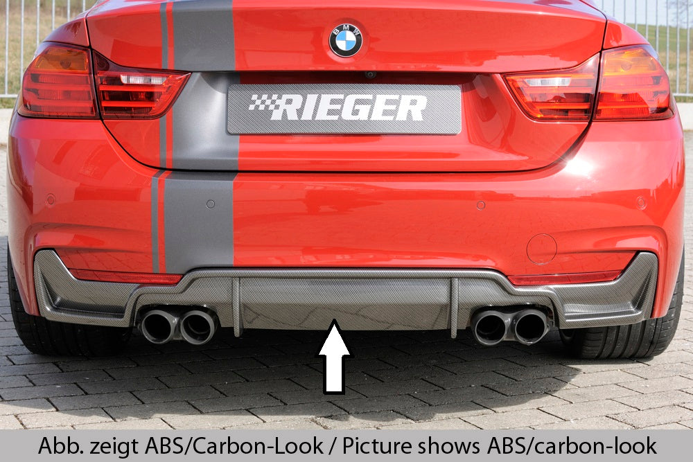 BMW 4er F32  (3C) Rieger Heckeinsatz nur für M-Paket-Heckschürze für Doppelendrohr li. u. re. (435i-/440i-Look), (4x80mm ø), ABS, für Fzg. mit M-Technik, 
inkl. Montagezubehör, Gutachten