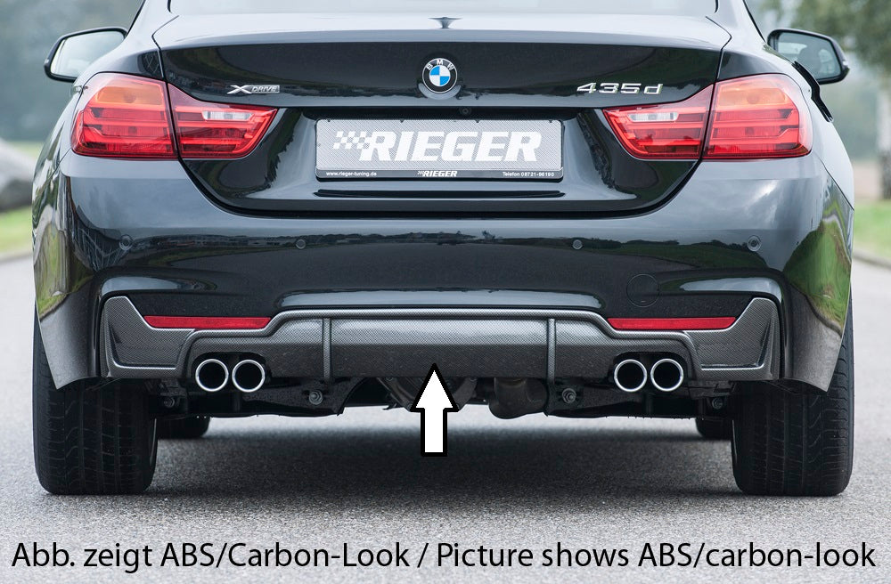 BMW 4er F32  (3C) Rieger Heckeinsatz nur für M-Paket-Heckschürze für Doppelendrohr li. u. re., (4x76mm ø), ABS, für Fzg. mit M-Technik, 
inkl. Montagezubehör, Gutachten