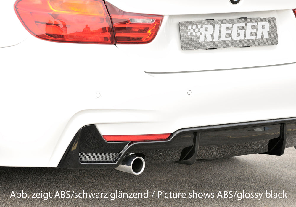 BMW 4er F32  (3C) Rieger Heckeinsatz nur für M-Paket-Heckschürze mit Gittereinsatz li./re., für orig. Endrohr li., ABS, für Fzg. mit M-Technik, 
inkl. Alugitter, Montagezubehör, Gutachten