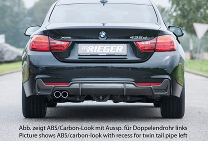 BMW 4er F32  (3C) Rieger Heckeinsatz nur für M-Paket-Heckschürze mit Gittereinsatz li./re., für orig. Endrohr li., ABS, für Fzg. mit M-Technik, 
inkl. Alugitter, Montagezubehör, Gutachten