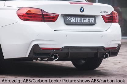 BMW 4er F32  (3C) Rieger Heckeinsatz (nur 435i) nur für M-Paket-Heckschürze mit Gittereinsatz li./re., für orig. Endrohr li. u. re. (435i-/440i-Look), ABS, für Fzg. mit M-Technik, 
inkl. Alugitter, Montagezubehör, Gutachten