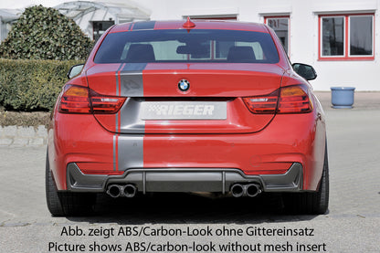 BMW 4er F32  (3C) Rieger Heckeinsatz nur für M-Paket-Heckschürze mit Gittereinsatz li./re., für Doppelendrohr li. u. re. (435i-/440i-Look), (4x80mm ø), ABS, für Fzg. mit M-Technik, 
inkl. Alugitter, Montagezubehör, Gutachten