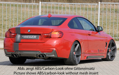 BMW 4er F32  (3C) Rieger Heckeinsatz nur für M-Paket-Heckschürze mit Gittereinsatz li./re., für Doppelendrohr li. u. re. (435i-/440i-Look), (4x80mm ø), ABS, für Fzg. mit M-Technik, 
inkl. Alugitter, Montagezubehör, Gutachten