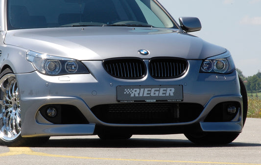 BMW 5er E60 Rieger Spoilerstoßstange (wie 53611) für Facelift 2008- ABS, für Fzg. mit Scheinwerferreinigungsanlage, Einparkhilfe (PDC), 
inkl. Alugitter, Montagezubehör