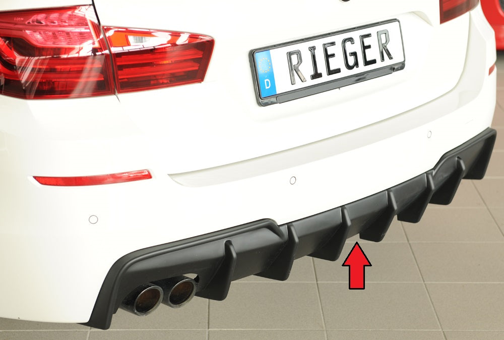 BMW 5er F11  (5K) Rieger Heckeinsatz (für Fzg. mit AHK) für orig. Doppelendrohr li, (2x76mm ø), ABS, für Fzg. mit M-Sport-...