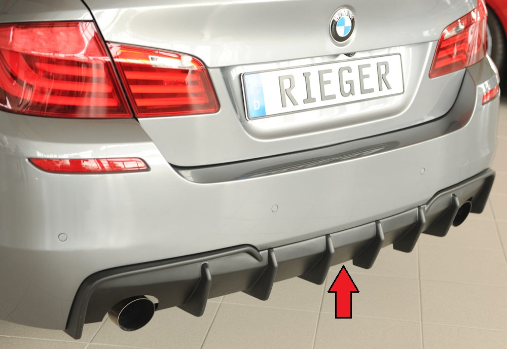 BMW 5er F10  (5L) Rieger Heckeinsatz (für Fzg. mit AHK) für orig. Endrohr li. u. re., (90mm ø), ABS, für Fzg. mit M-Sport-...