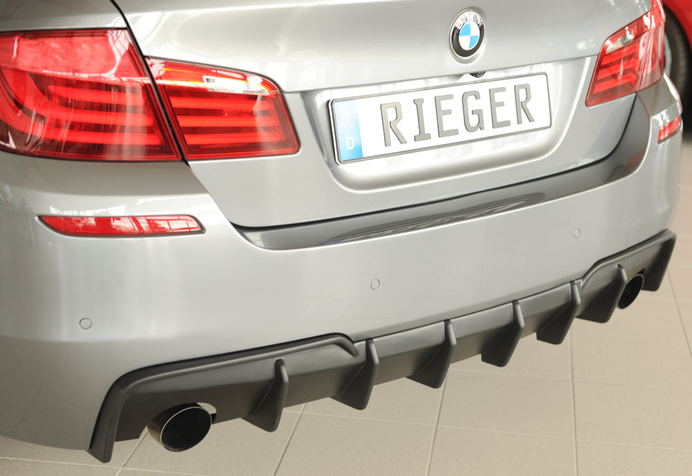 BMW 5er F10  (5L) Rieger Heckeinsatz (für Fzg. mit AHK) für orig. Endrohr li. u. re., (90mm ø), ABS, für Fzg. mit M-Sport-...