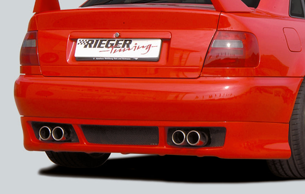 Audi A4 (B5) Rieger Heckansatz RS-Four-Look  für 4-Rohr-Auspuffanlage, bis Modell 1999 tiefe Version, ABS, 
inkl. Alugitter, Gutachten, Montagezubehör