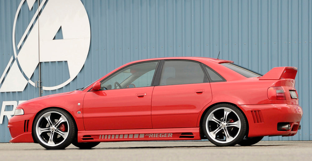 Audi A4 (B5) Rieger Heckschürze    mit zusätzlichen Lüftungsschlitzen, ABS, für Fzg. mit Einparkhilfe (PDC), 
inkl. Alugitter, Gutachten, Montagezubehör