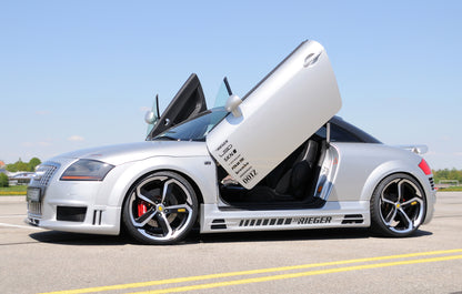 Audi TT (8N) Rieger Seitenschweller  rechts, mit Schacht und 2 Ausschnitten, ABS, 
inkl. Alugitter, Gutachten, Montagezubehör