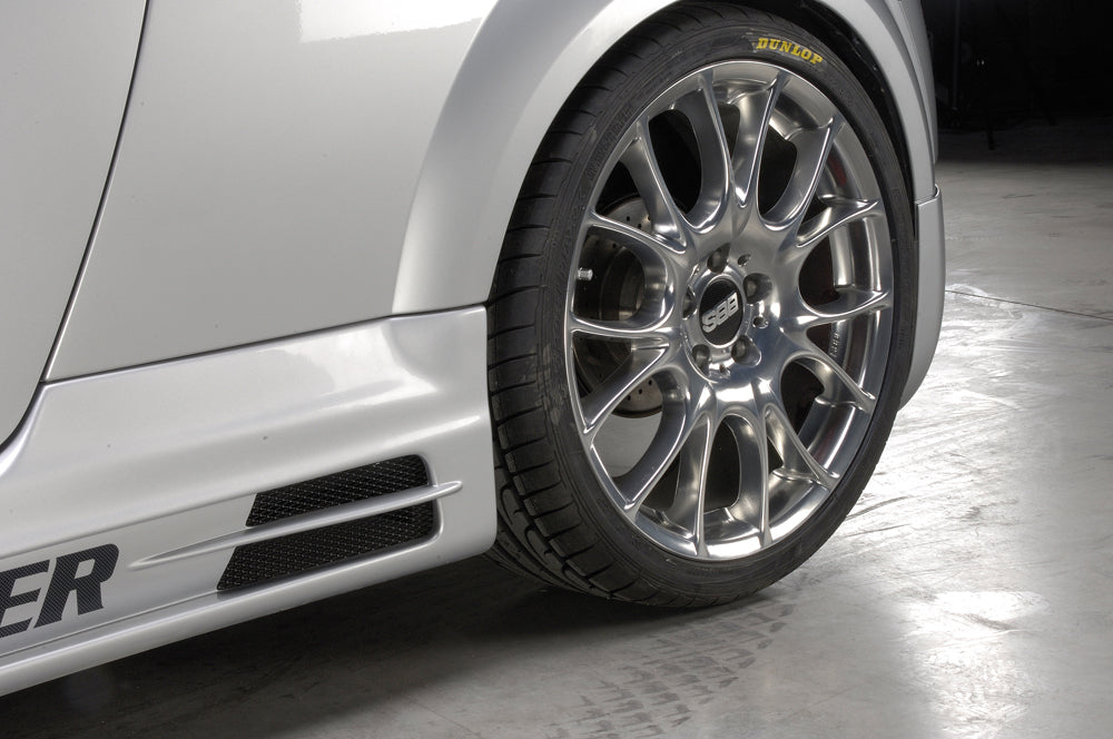 Audi TT (8N) Rieger Seitenschweller  rechts, mit Schacht und 2 Ausschnitten, ABS, 
inkl. Alugitter, Gutachten, Montagezubehör
