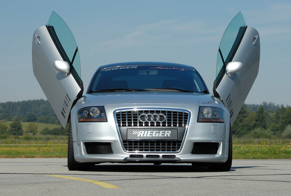 Audi TT (8N) Rieger Spoilerstoßstange R-Frame  Achtung: Grill muss separat bestellt werden! mit zusätzlichen Lüftungsschlitzen, ABS, für Fzg. mit Scheinwerferreinigungsanlage, 
inkl. Alugitter, Montagezubehör, ABE