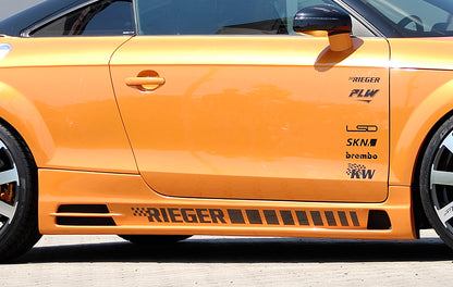 Audi TT (8J) Rieger Seitenschweller  rechts, mit Schacht und 2 Ausschnitten, ABS, für Fzg. mit S-Line Exterieur und ohne S-Line Exterieur, 
inkl. Alugitter, Gutachten, Montagezubehör