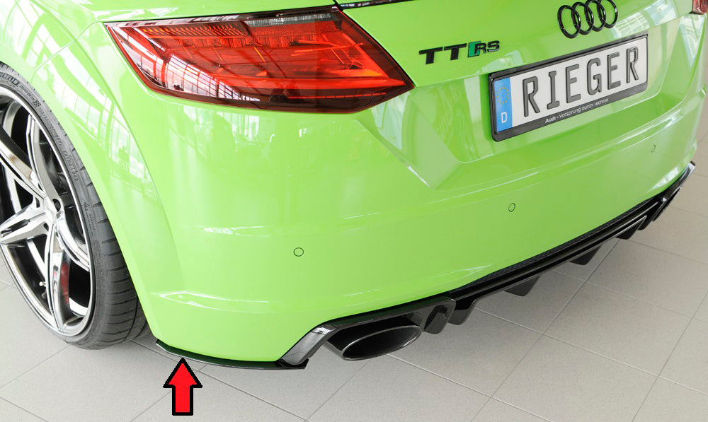 Audi TT RS (8J/8J1-FV/8S) Rieger Heckschürzenansatz seitlich links nur für orig. Heckschürze TT-RS links, für orig. Heckschürze, ABS, für Fzg. mit S-Line Exterieur, 
inkl. Montagezubehör, Gutachten