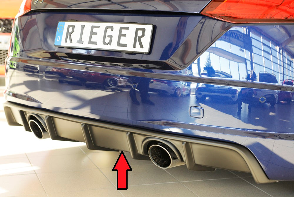 Audi TT (8J-FV/8S) Rieger Heckeinsatz  für orig. Endrohr li. u. re., ABS, für Fzg.
mit S-Line Exterieur (bis Facelift), 
ohne S-Line Exterieur (ab Facelift), 
inkl. Montagezubehör, Gutachten