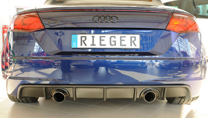 Audi TT (8J-FV/8S) Rieger Heckeinsatz  für orig. Endrohr li. u. re., ABS, für Fzg.
mit S-Line Exterieur (bis Facelift), 
ohne S-Line Exterieur (ab Facelift), 
inkl. Montagezubehör, Gutachten