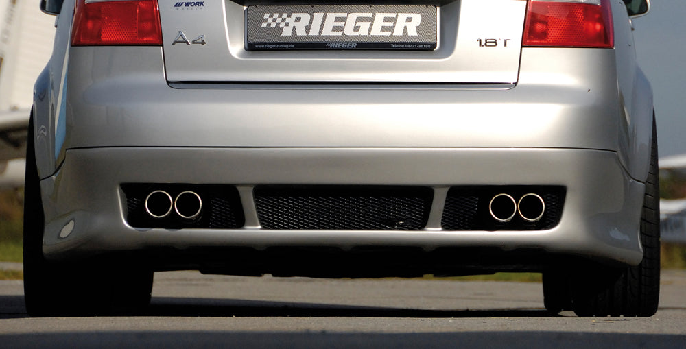 Audi A4 (8E) Typ B6 Rieger Heckschürzenansatz für Fzg. ohne Anhängekupplung ABS, 
inkl. Alugitter, Gutachten, Montagezubehör