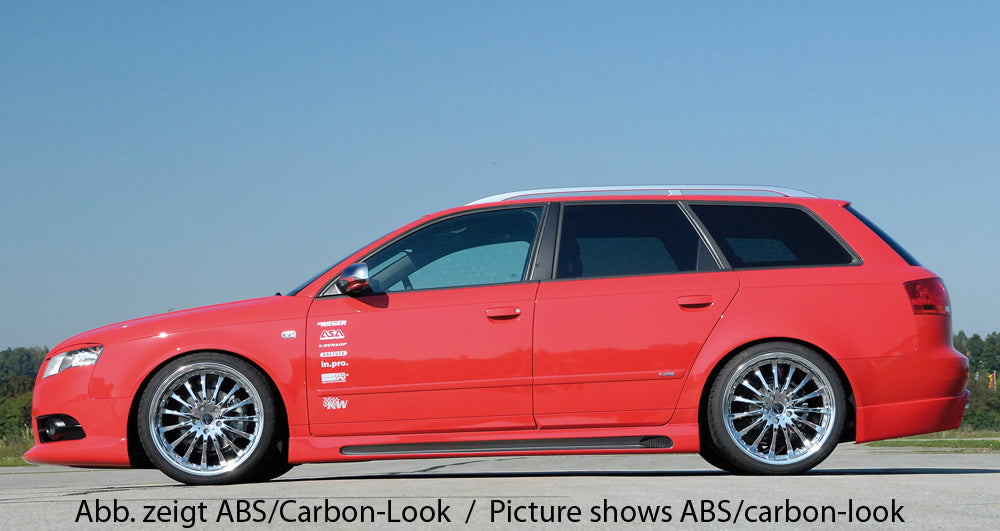 Audi A4 (8E) Typ B6 Rieger Seitenschweller  rechts, mit Schacht, mit Ausschnitt, ABS, für Fzg. mit S-Line Exterieur und ohne S-Line Exterieur, 
inkl. Alugitter, Gutachten, Montagezubehör