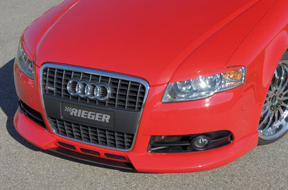 Audi A4 (8E) Typ B7 Rieger Spoilerlippe   Nur für S-Line Exterieur mit 3 Lüftungsschlitzen mittig, ABS, für Fzg. mit S-Line Exterieur, 
inkl. Montagezubehör, ABE
