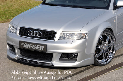 Audi A4 (8E) Typ B6 Rieger Spoilerstoßstange neues Design   mit 3 Lüftungsschlitzen mittig, ABS, für Fzg. mit Einparkhilfe (PDC), NSW, 
inkl. Alugitter, Montagezubehör, ABE