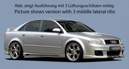 Audi A4 (8E) Typ B6 Rieger Spoilerstoßstange neues Design   ohne Lüftungsschlitze, ABS, für Fzg. mit Scheinwerferreinigungsanlage, 
inkl. Alugitter, Montagezubehör, ABE