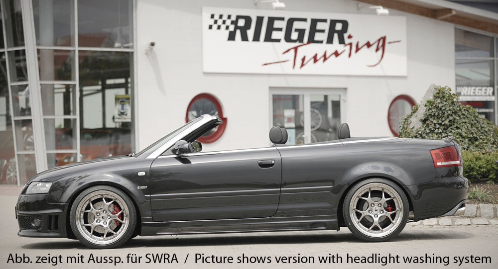 Audi A4 (8H) Rieger Spoilerstoßstange  mit seitlichen Lüftungsschlitzen, mit Halter f. orig. NSW, ABS, 
inkl. Montagezubehör, ABE