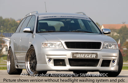 Audi A6 (4B) Rieger Spoilerstoßstange S6-Look  -> bis Bj. 2001, nicht für V8! ABS, für Fzg. mit Scheinwerferreinigungsanlage, 
inkl. Alugitter, Montagezubehör, ABE