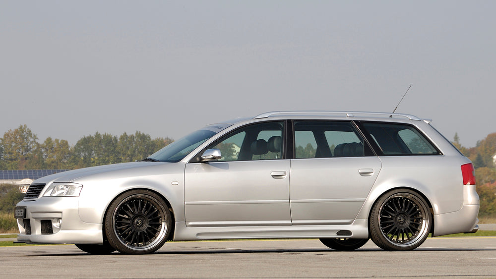 Audi A6 (4B) Rieger Seitenschweller   nicht für Allroad, nicht für V8-Modelle rechts, mit Schacht, mit Ausschnitt, ABS, 
inkl. Alugitter, Gutachten, Montagezubehör