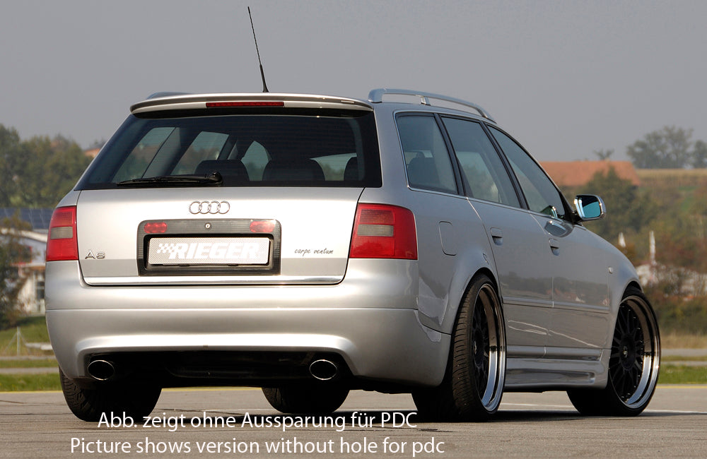Audi A6 (4B) Rieger Heckansatz S6-Look -> nur bis Bj. 2001 ABS, für Fzg. mit Einparkhilfe (PDC), 
inkl. Gutachten, Montagezubehör