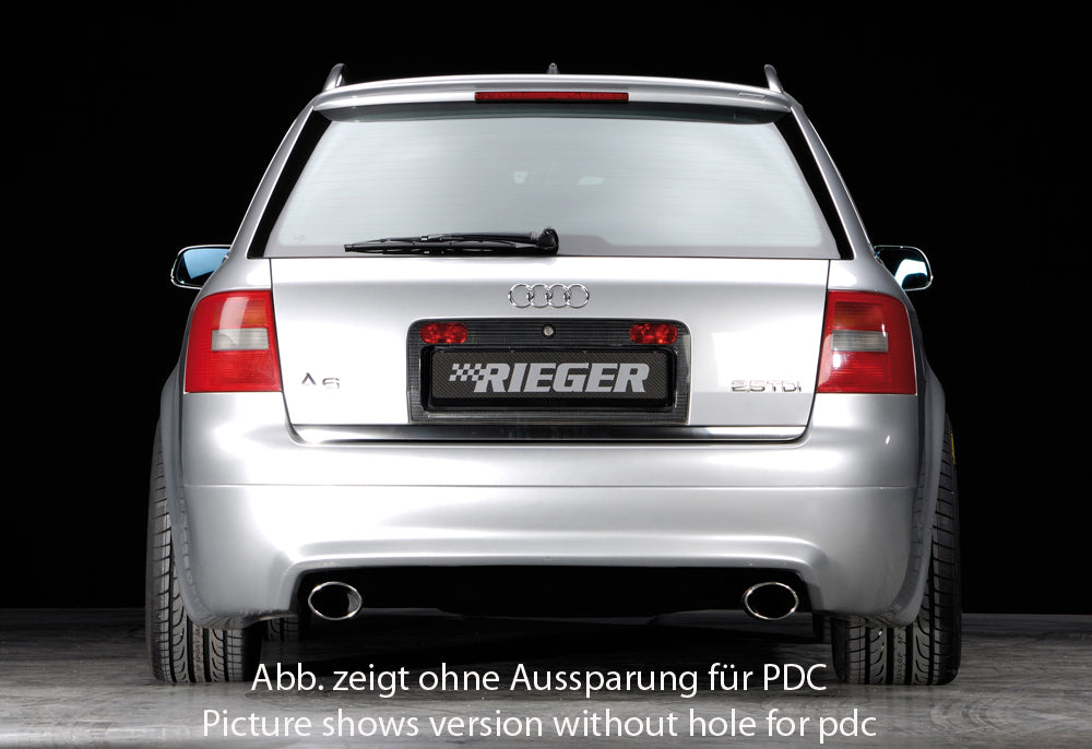 Audi A6 (4B) Rieger Heckansatz S6-Look -> nur bis Bj. 2001 ABS, für Fzg. mit Einparkhilfe (PDC), 
inkl. Gutachten, Montagezubehör