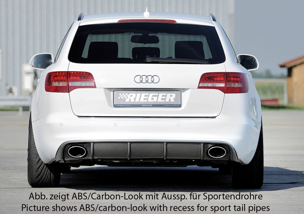 Audi A6 (4F) Rieger Heckeinsatz  für orig. Endrohr li. u. re., ABS, für Fzg. ohne S-Line Exterieur, 
inkl. Montagezubehör, Gutachten